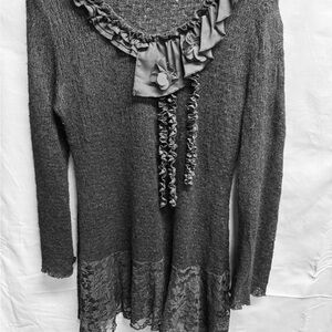 Black Long Sleeve Lace Trim Sweater